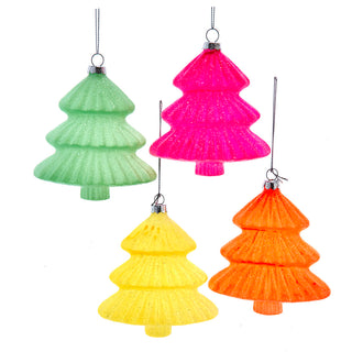 Luminosity Glow In The Dark Glass Glittered Tree Ornament D4661