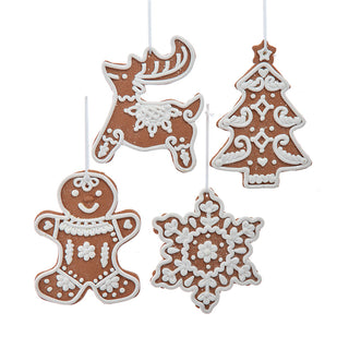 Gingerbread Deer, Man, Snowflake & Tree Ornaments Set D4760
