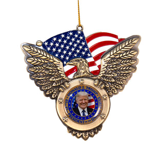 Eagle With Flag and President Trump Image Ornament  D4802