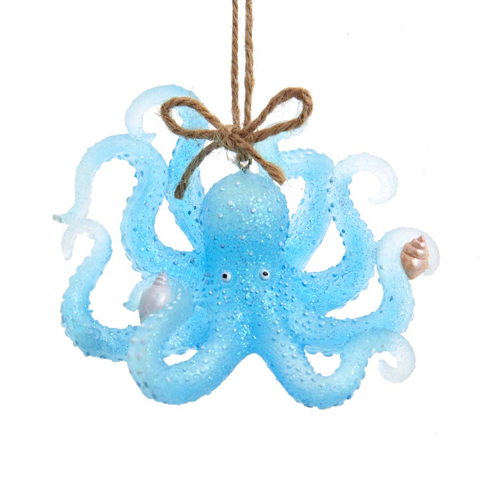 Kurt Adler Coastal Transparent Sea Blue Octopus Christmas Ornament