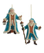 Magical Woods Santa Wearing Teal Coat Ornaments Set