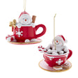 Snowman In Teacup Ornaments Set of 2