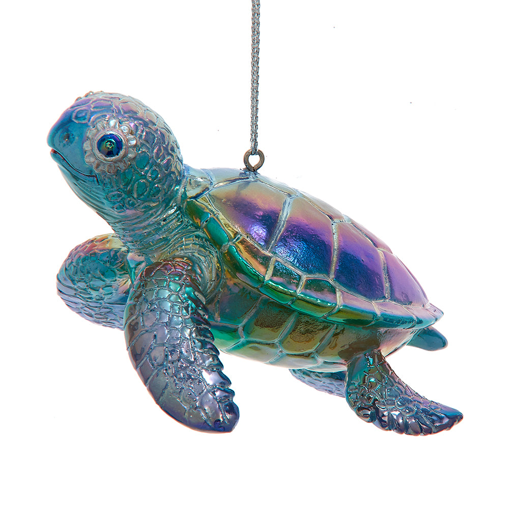 Kurt Adler 3.5" Blue Purple Colorful Iridiscent Sea Turtle Ornament