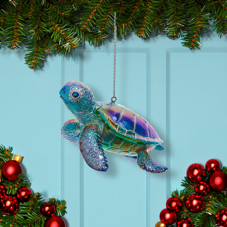 Kurt Adler 3.5" Blue Purple Colorful Iridiscent Sea Turtle Ornament