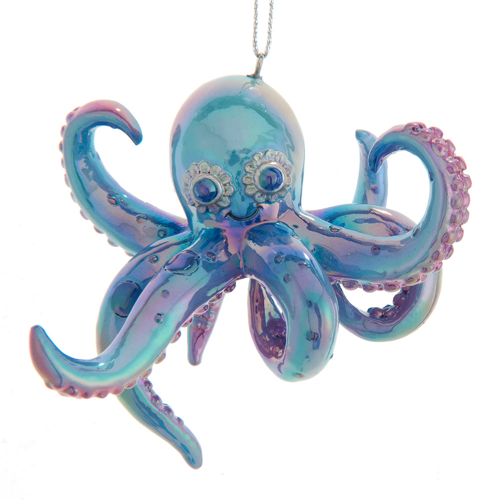 Blue Purple Colorful iridescent Octopus Ornament