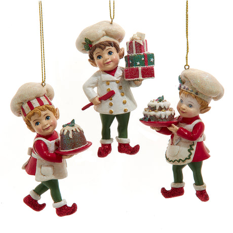 Traditional Nostalgic Elf With Cake Ornaments Set of 2