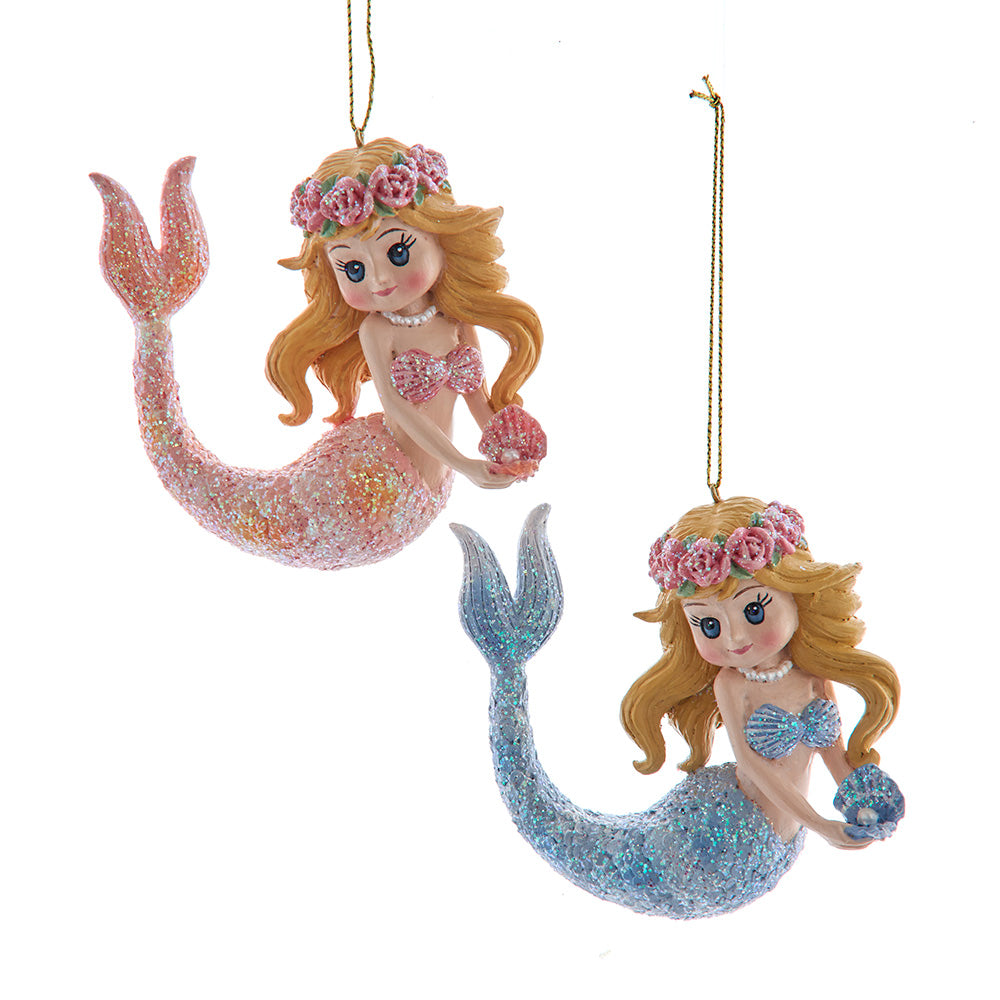 Kurt Adler 3" Pink & Blue Mermaid Ornaments Set E1015