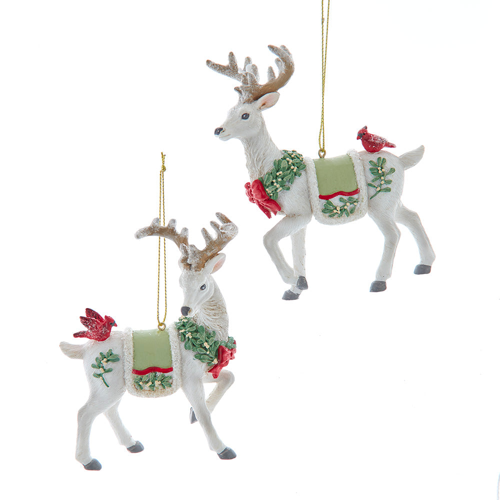 4" Mistletoe Standing Deer w/Cardinal Set E1021