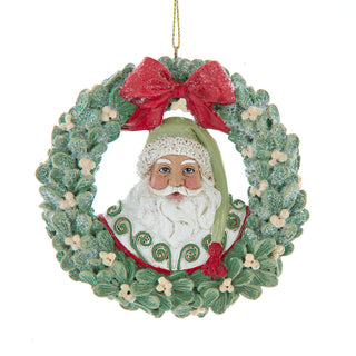 Mistletoe Santa Wreath Ornament E1026 Mistletoe Kisses