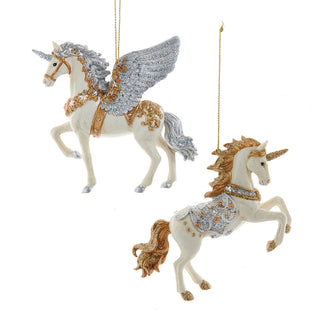 5" Celestial Unicorn & Pegasus Ornament Set E1037