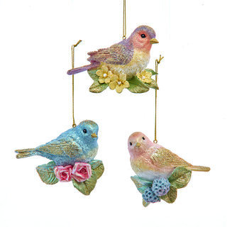 Pastel Fancy Floral Bird Ornament Set E1099 Flights of Fancy
