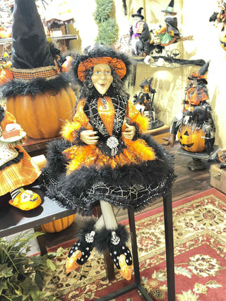 Karen Didion Lighted Glitzy Orange Witch HA26-25