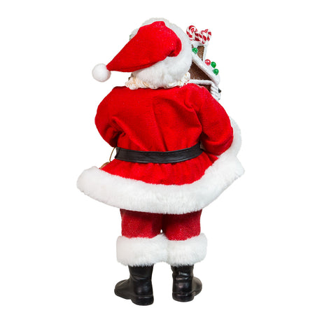 12" Fabriché™ Santa With Light-Up Gingerbread House