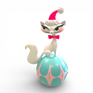 Swanky Christmas Kitty Atop Ornament Figurine by Miss Fluff 29-30768