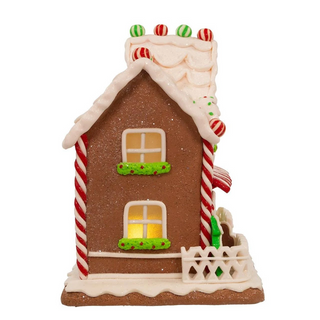 9" Battery Operated Light Up Two Floor Gingerbread House GBJ0038