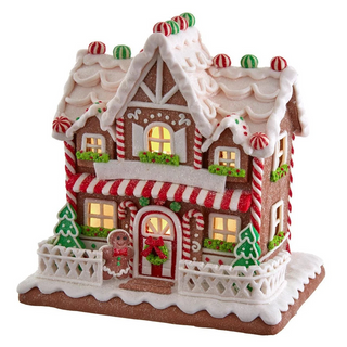 9" Battery Operated Light Up Two Floor Gingerbread House GBJ0038