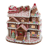 LED Gingerbread House Santa On Roof