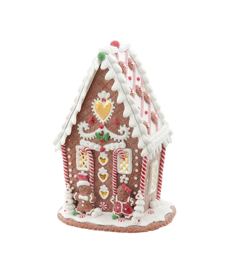 7.87" Battery Operated LED Gingerbread House With Heart