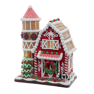 Christmas Farm Battery Operated LED Gingerbread Barn GBJ0057