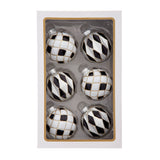 Pre-Order Kurt Adler 80MM Glass Black, White & Gold Checkered Ball Ornaments 6-Piece Box