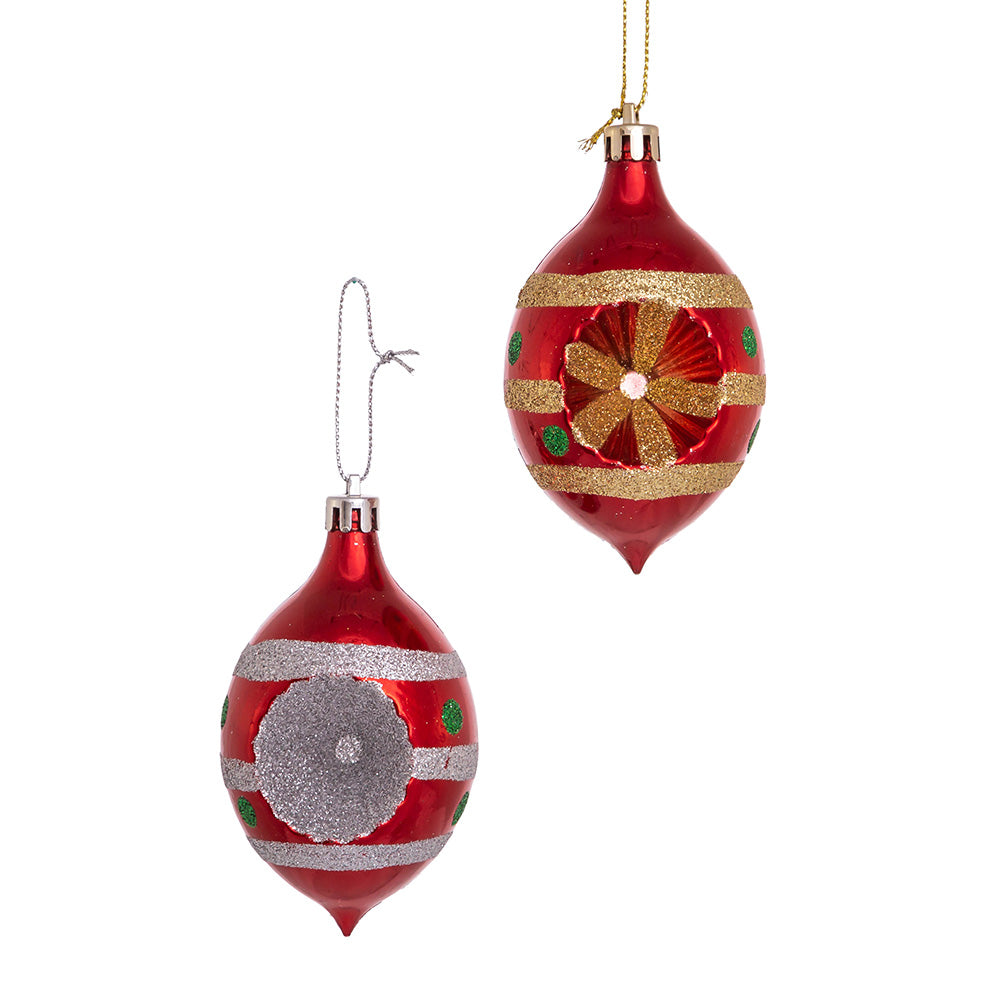 Retro Reflector Drop Christmas Ornament Set 4 Piece