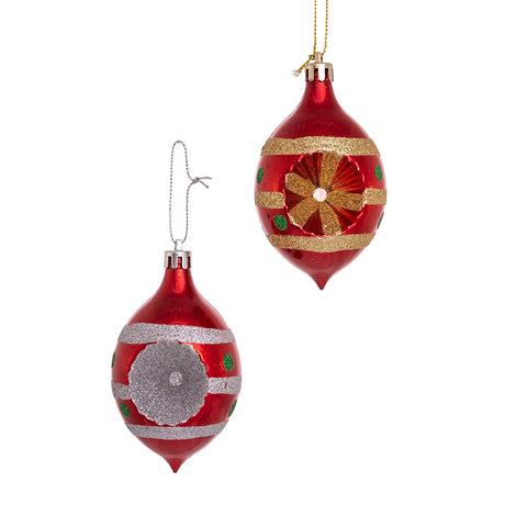 Retro Reflector Drop Christmas Ornament Set 4 Piece