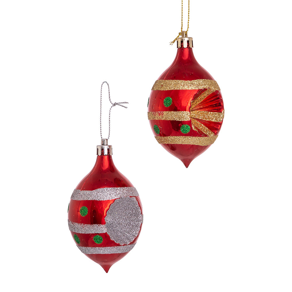 Retro Reflector Drop Christmas Ornament Set 4 Piece