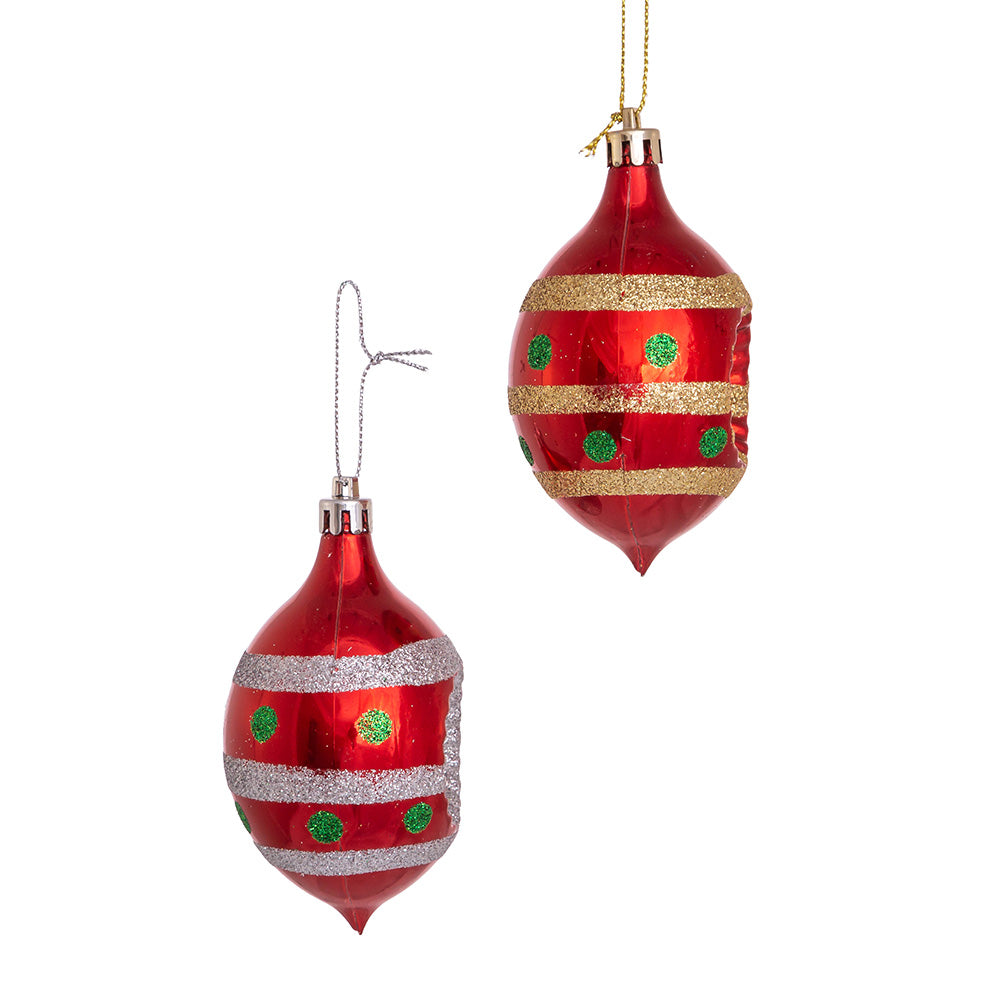 Retro Reflector Drop Christmas Ornament Set 4 Piece