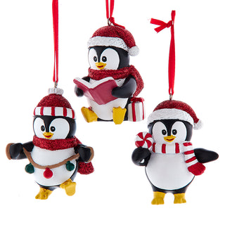 Kurt Adler 3" Penguin With Glitter Hat Ornaments Set of 3