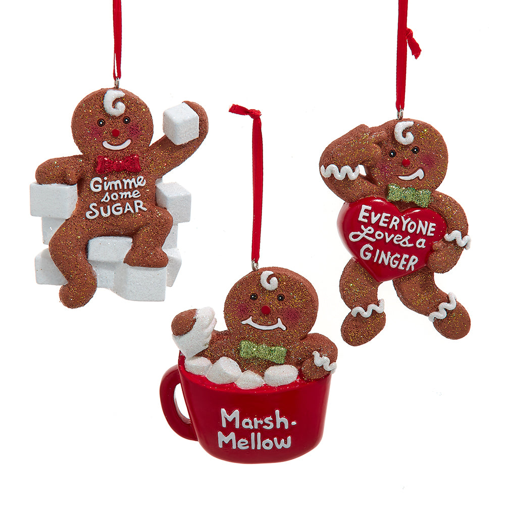 Gingerbread Man Cup Heart & Sugar Ornaments Set of 3