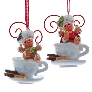 PRE-ORDER Gingerbread Boy & Girl On Teacup Ornament Set H5903