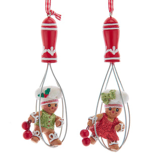 Gingerbread Boy & Girl On Whisk Ornaments Set H5905