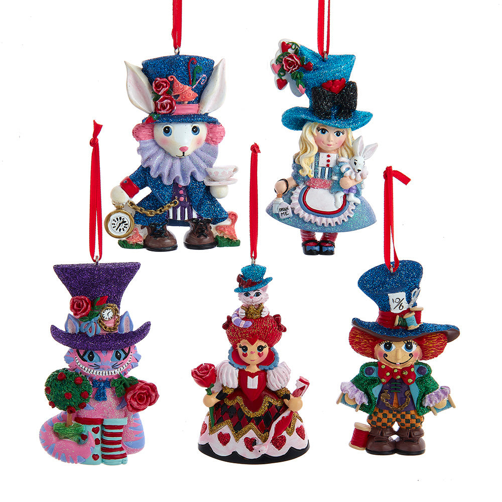 Pre-Order 4" Kurt Adler Alice In Wonderland Character Ornaments 5 Assorted H5906