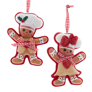 Gingerbread Boy & Girl Flat Back Ornament Set H5910
