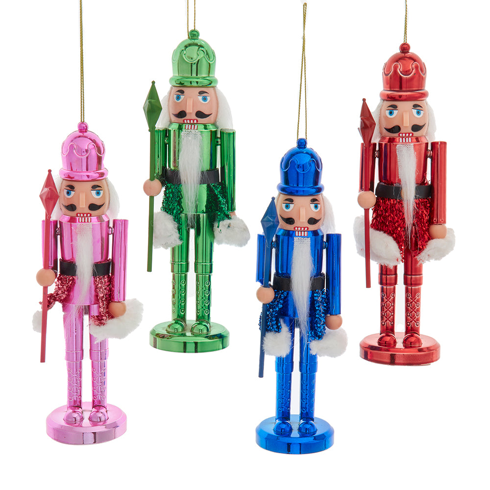 Kurt Adler 7" Bright Colored Nutcracker Ornament Set Blue Green Pink Red