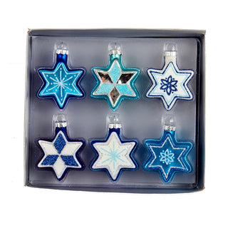 Pre-Order Jewish Stars With Glitter Glass Hanukkah Ornaments, 6-Piece Box Set H8203