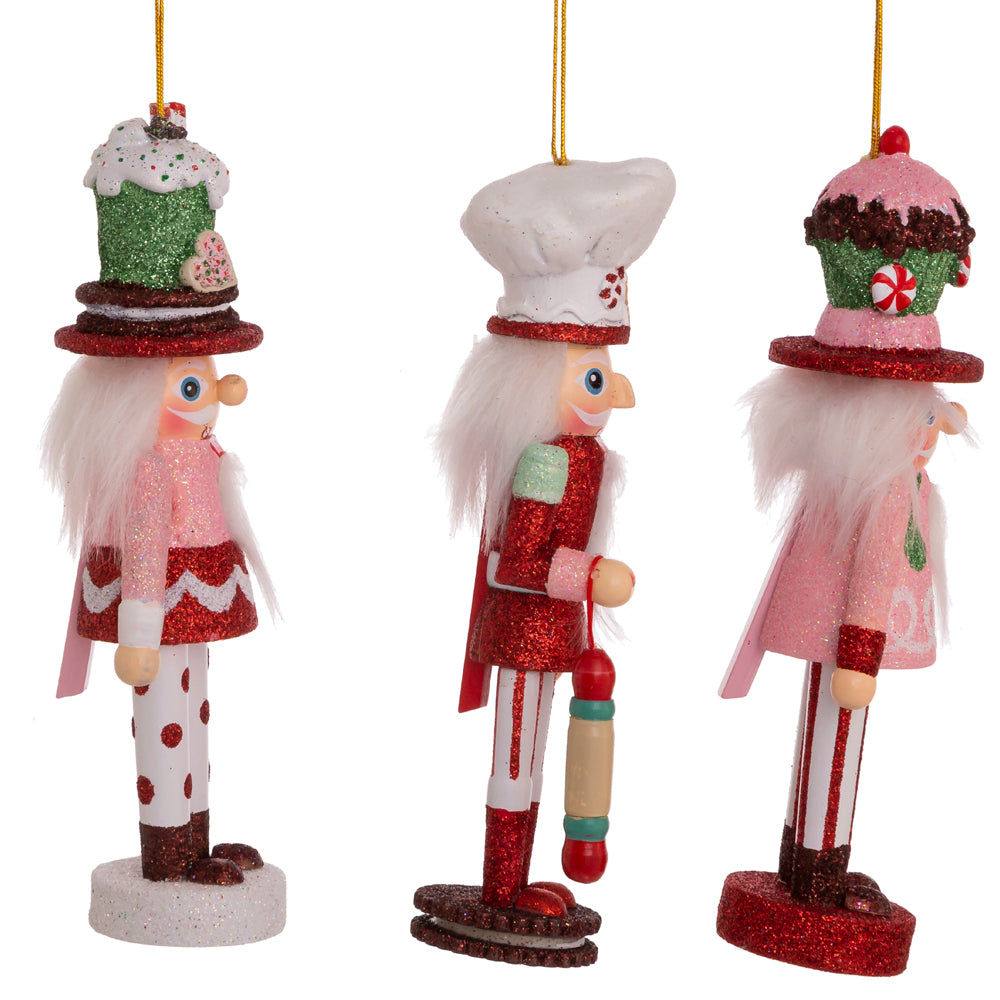 Kurt Adler 6" Hollywood Nutcrackers™ Cake, Cocoa and Gingerbread Nutcracker Ornaments