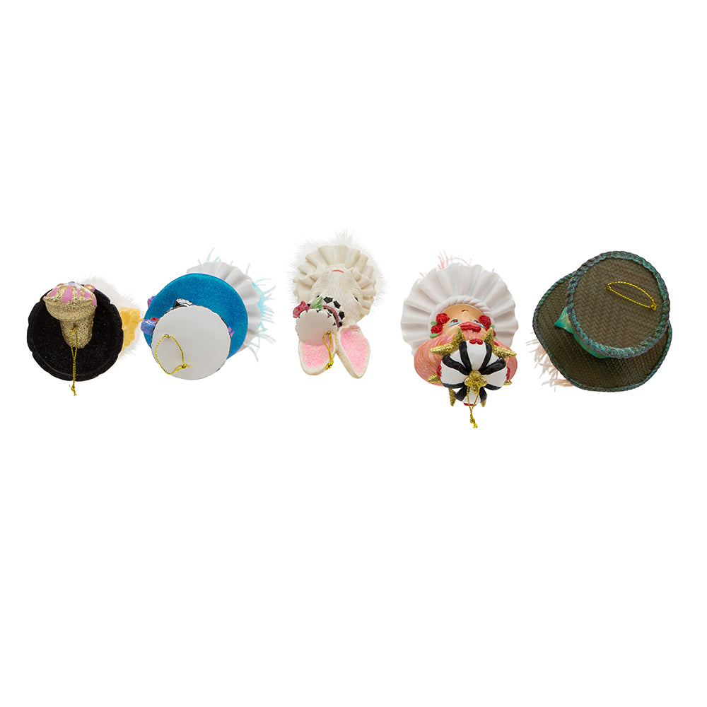 Kurt Adler Holly Hats™ Alice In Wonderland Hat Ornament Set, 5 Piece Set