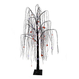 Pre-order 6' Pre-Lit Decorated Halloween Willow Tree w/Skulls Pumpkins HW1887