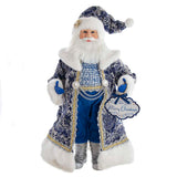 Kurt Adler 18" Blue Santa Holding Oversized "Merry Christmas" Sign Table Piece