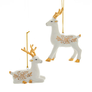 Gold & White Porcelain Deer Ornament Set J7809