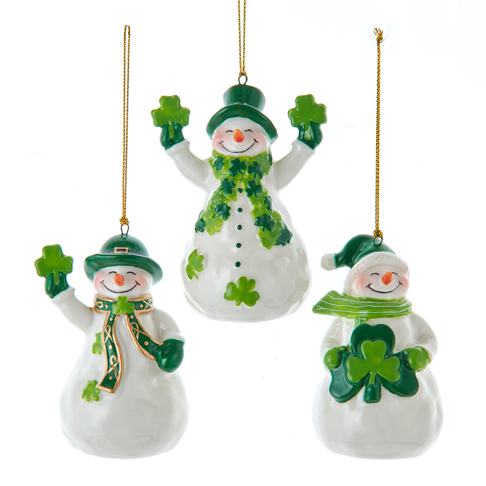 Kurt Adler Set of 3 Porcelain Irish Snowman Ornaments