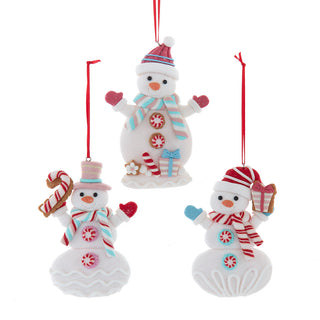 Peppermint Candy Snowman Ornament Set