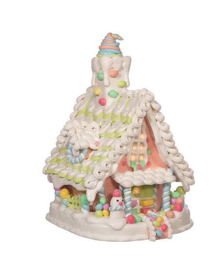 Battery Operated LED Lighted Gingerbread Pastel Candy House