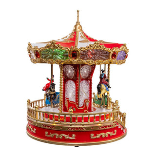 Pre-Order 11.1" Battery Operated Multicolor LED Lighted Musical Santa Carousel W Motion Table Piece