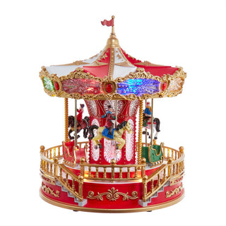 Pre-Order 11.1" Battery Operated Multicolor LED Lighted Musical Santa Carousel W Motion Table Piece