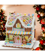 Battery Operated LED Lighted Gingerbread Bubblegum Factory