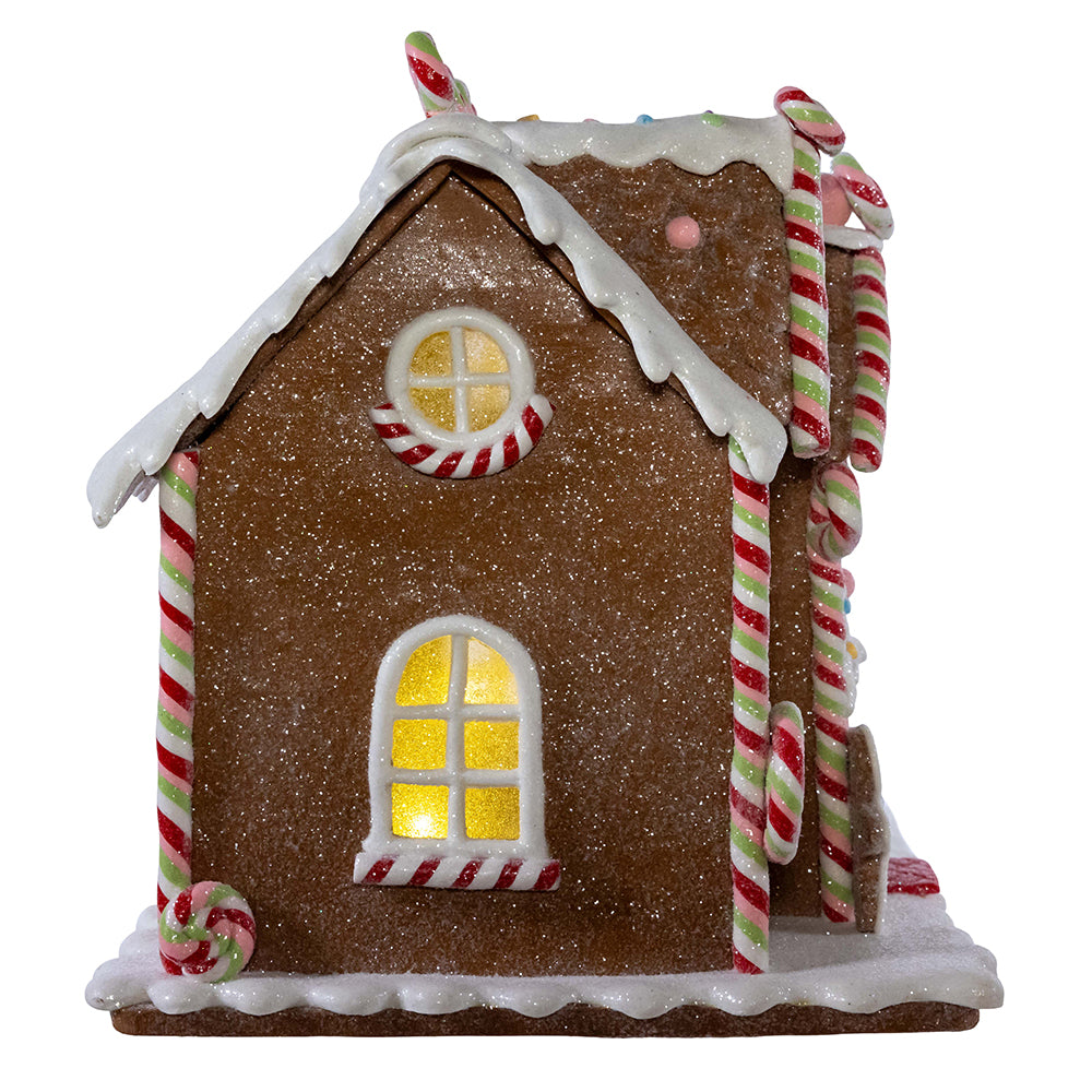 Battery Operated LED Lighted Gingerbread Lollipop Shop