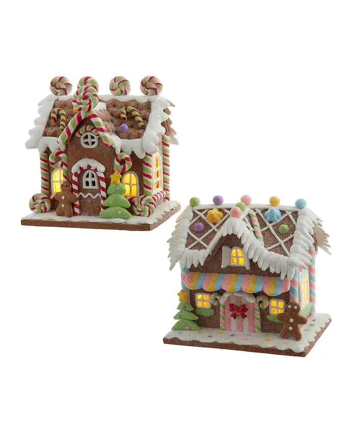 Battery Operated Light Up Lollipop House & Bubble Gum Factory Ornaments