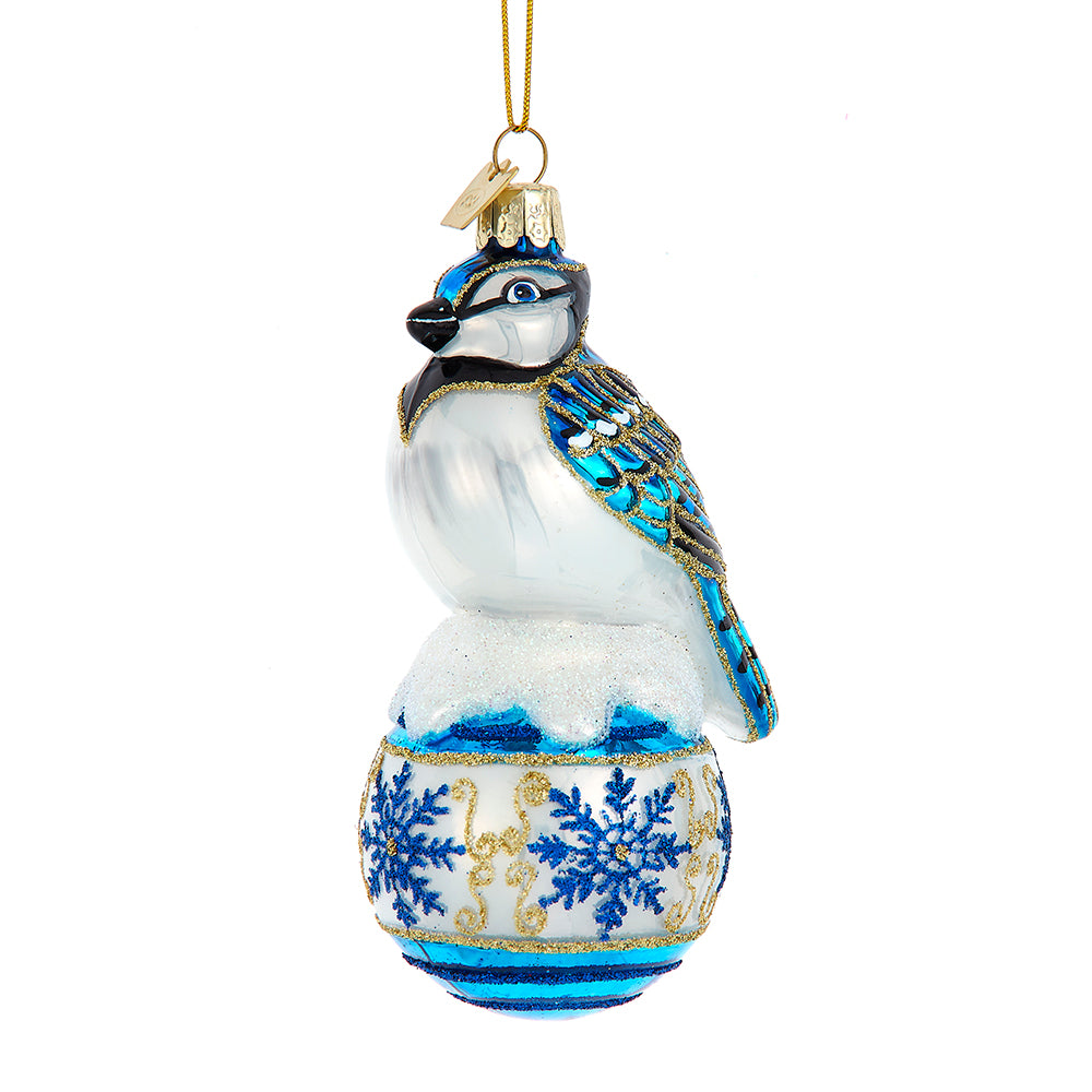 Noble Gems™ Glass Bird Ornament with Blue Snowflake Ball